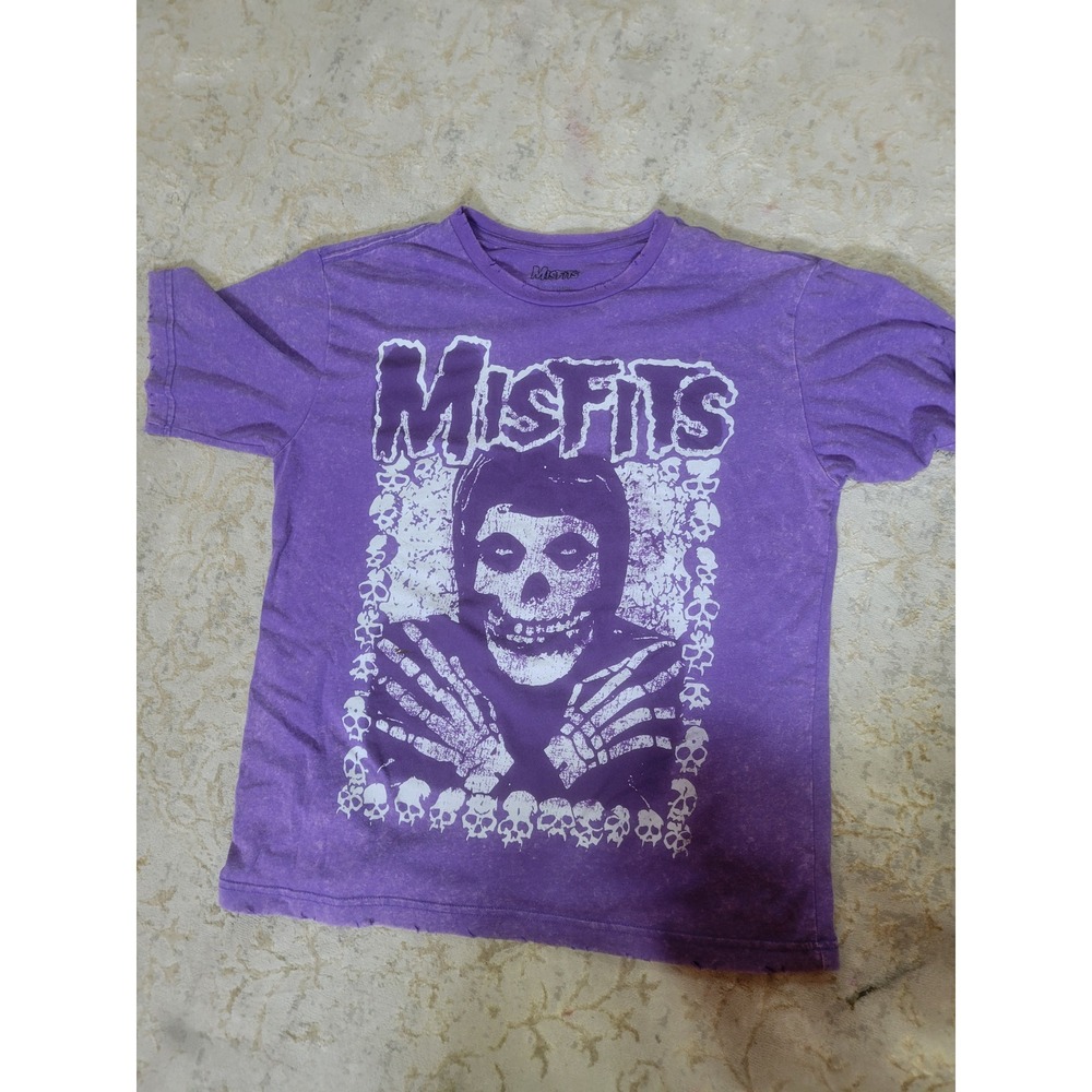 Misfits Crimson Ghost Graphic T-Shirt Purple Mineral Wash Horror Punk Mens Small